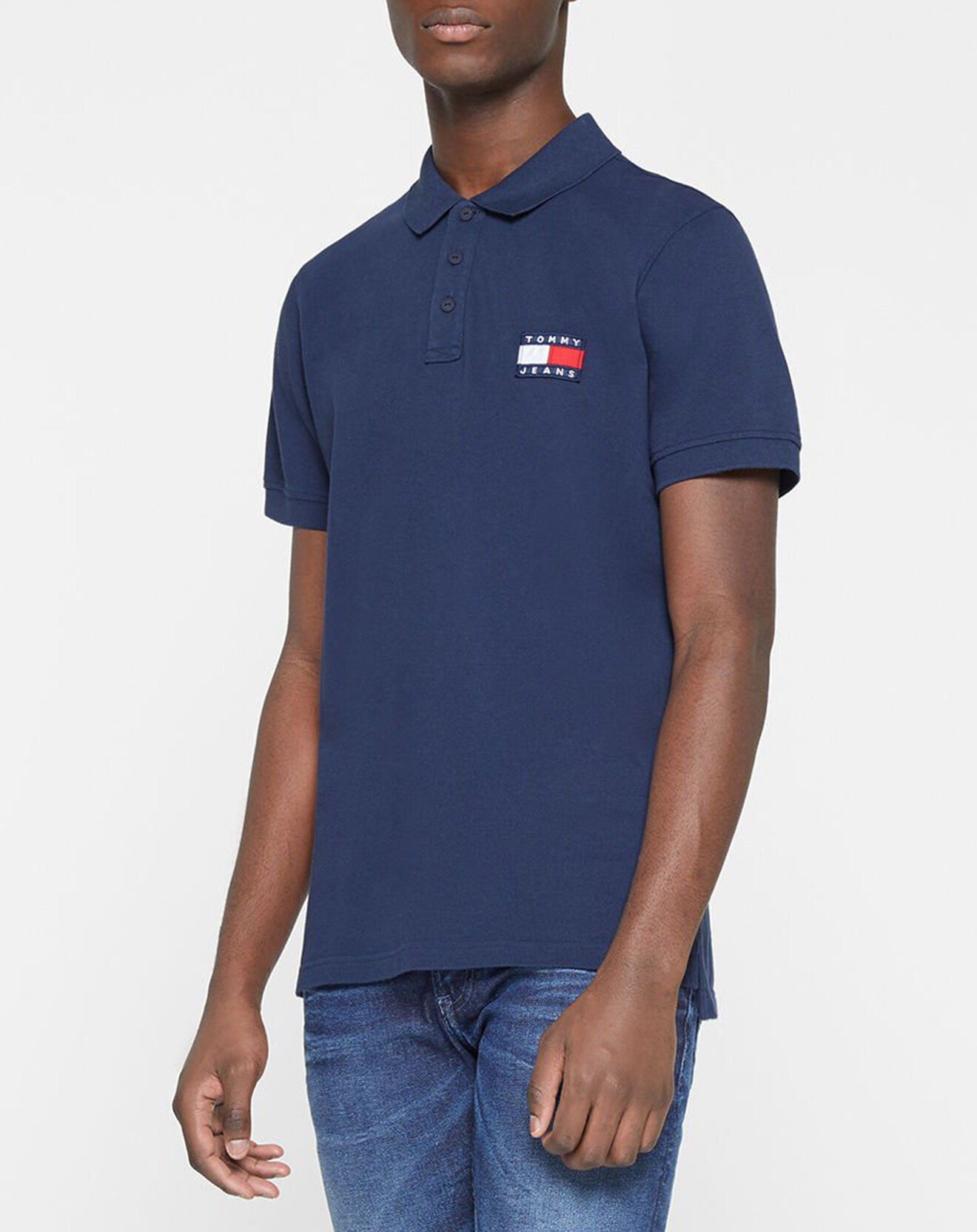 Tommy Jeans Polo 100% Coton Bio Badge bleu marine
