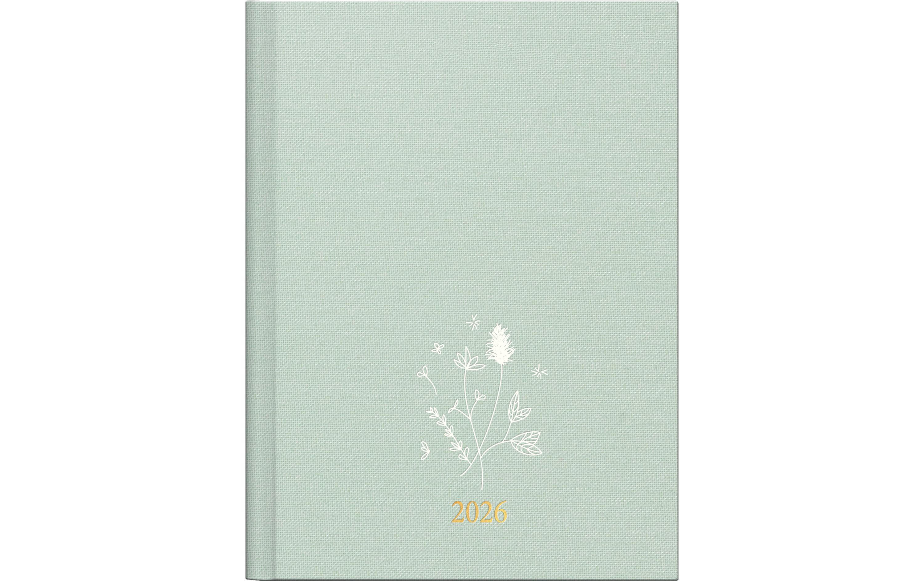 Wochenagenda Design Line Blume, 2026, TürkisWochenplaner mit zwei Seiten je Woche