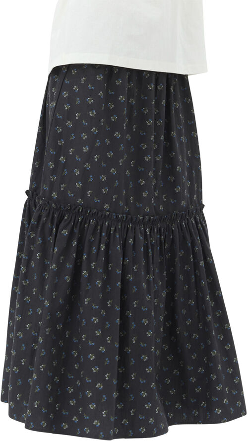 Ganni Printed Cotton Smock Maxi Skirt Phantom