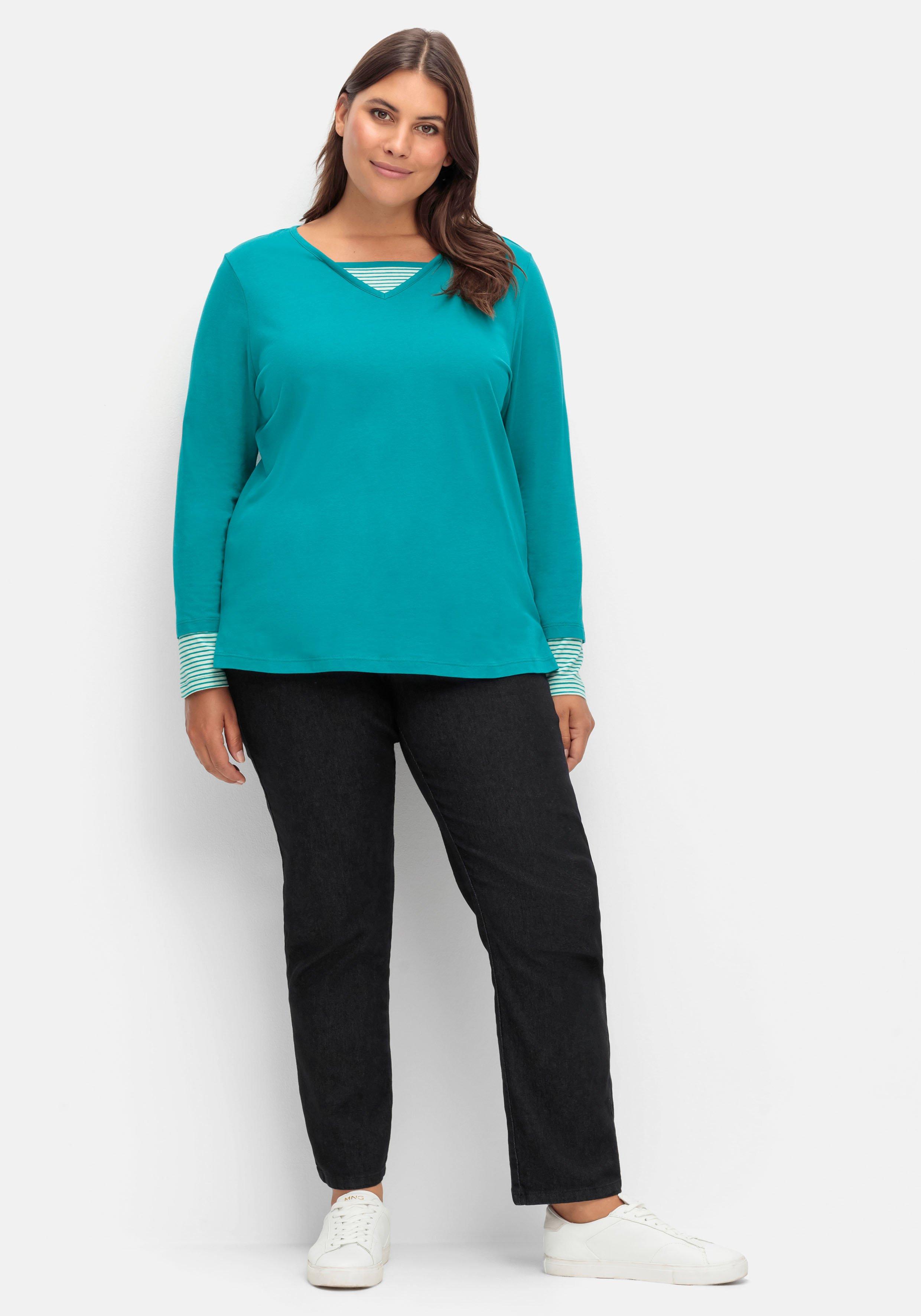 Shirt mit Streifendetails, im Layerlook