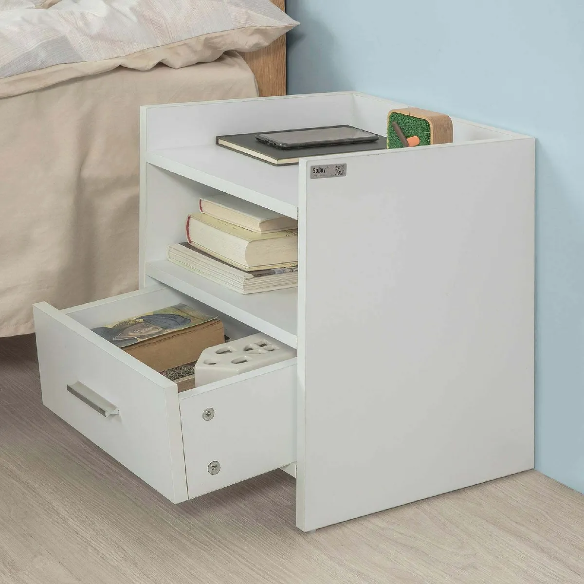 SoBuy Table de Chevet - Blanc