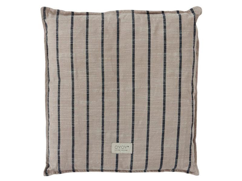 OYOY Sitzkissen Kyoto Outdoor 42 x 42 cm, Beige/Grau Quadratisches Kissen für den Aussenbereich