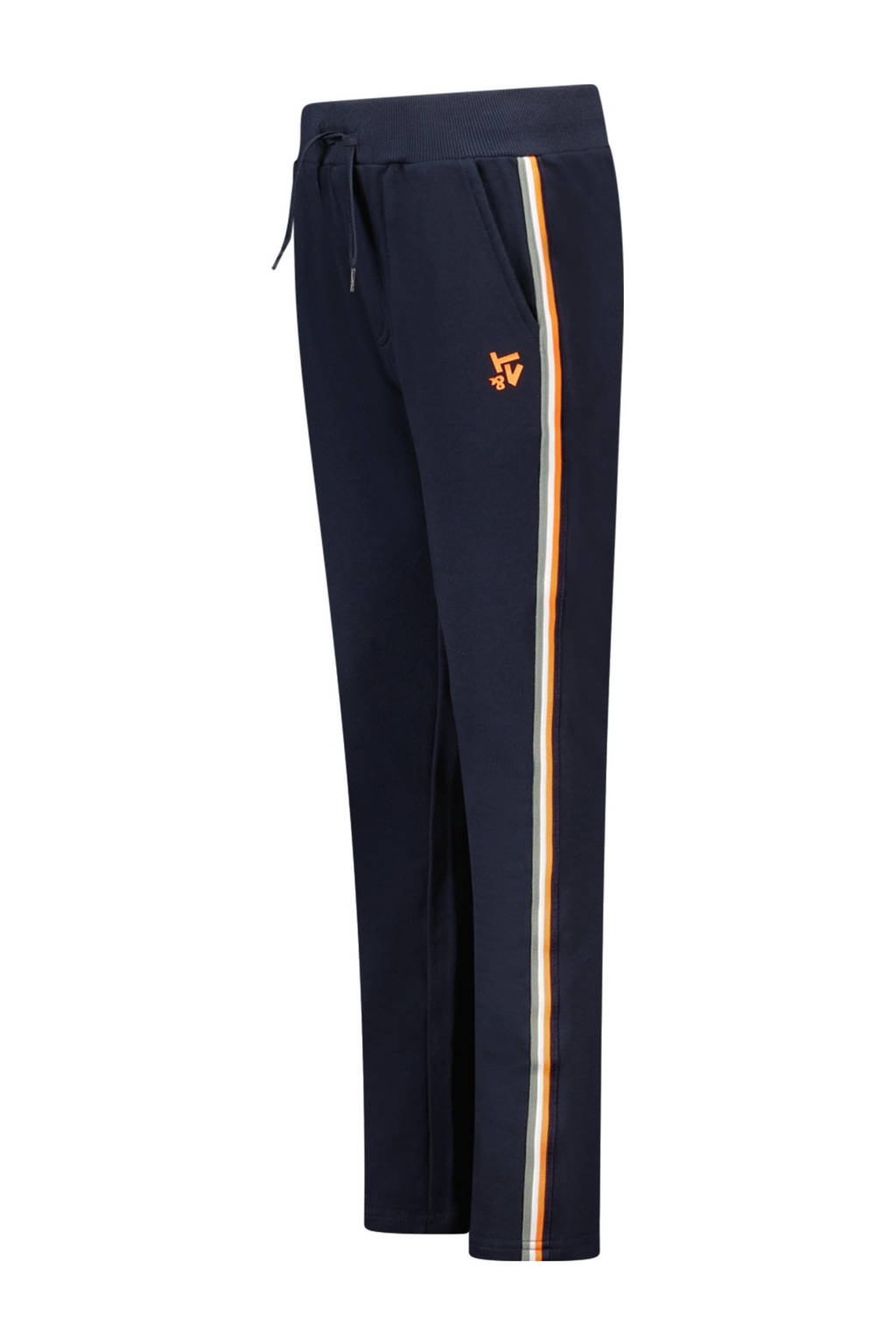 TYGO & vito straight fit broek Baz met zijstreep donkerblauw/oranje