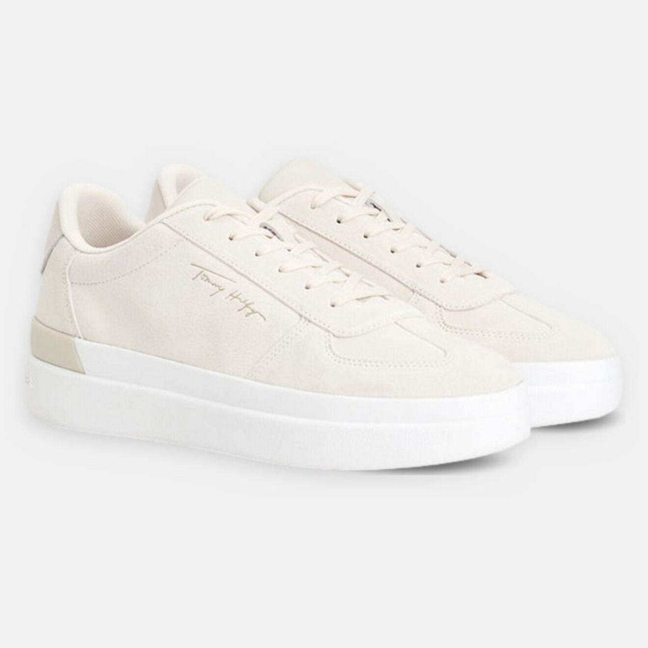 Tommy Hilfiger Baskets en Velours de Cuir Signature beiges