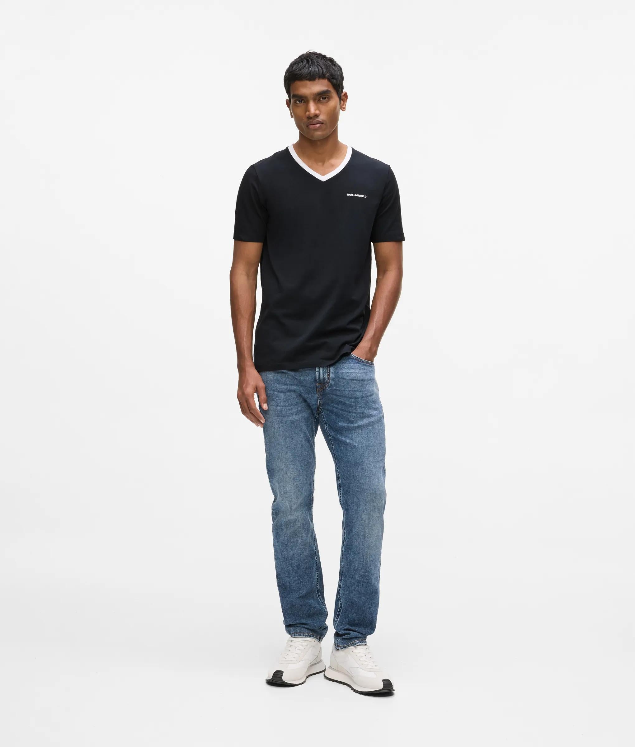 Contrast V-hals T-shirt