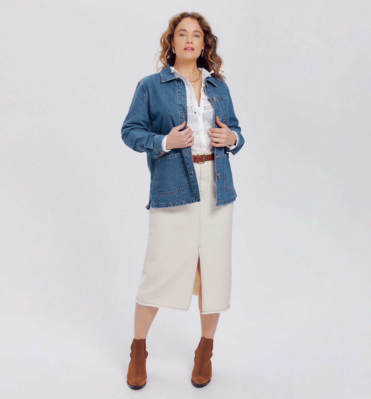 Veste surchemise en jean ALMA - Jean brut