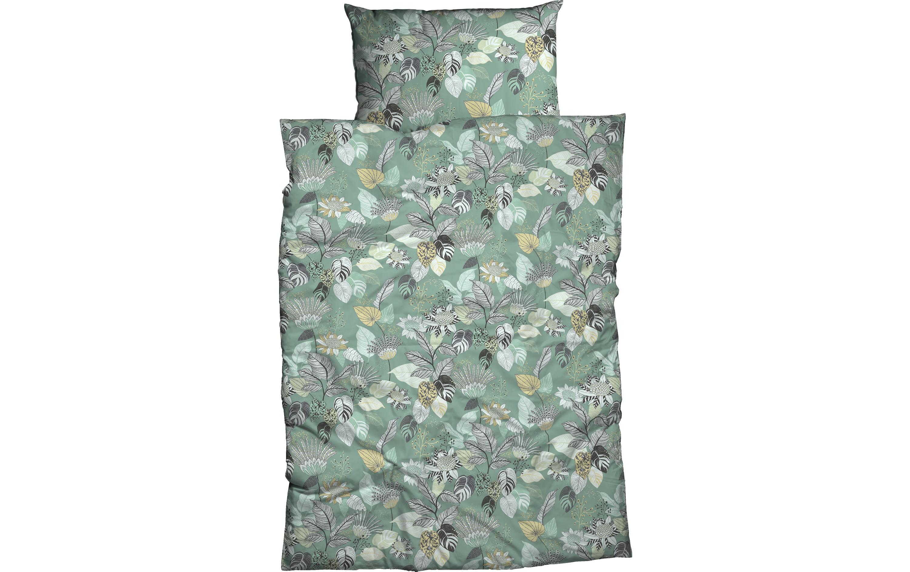 Duvetbezug Monica 160 x 210 cm, GrünBaumwoll-Bettwäsche in Satin-Optik