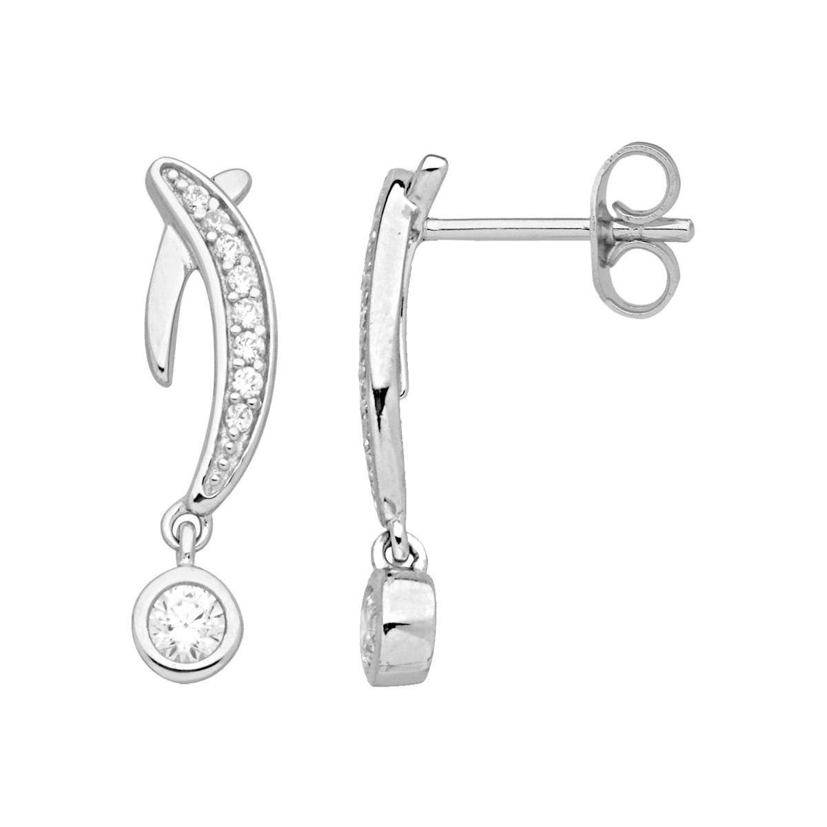 Boucles d'oreilles pendantes en Argent avec oxyde de zirconium blanc