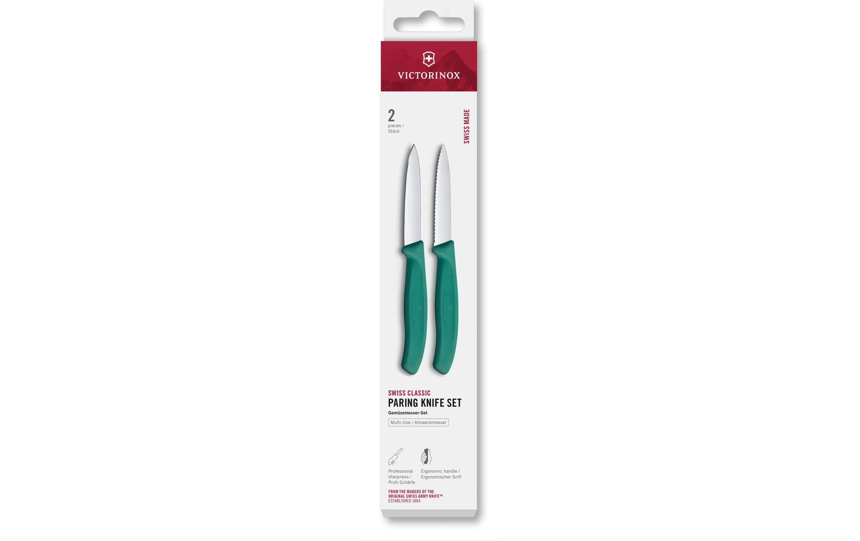 Messer-Set Swiss Classic, 8 cm, Grün, 2 StückSchälmesser-Set mit gerader und mit gezackter Schneide