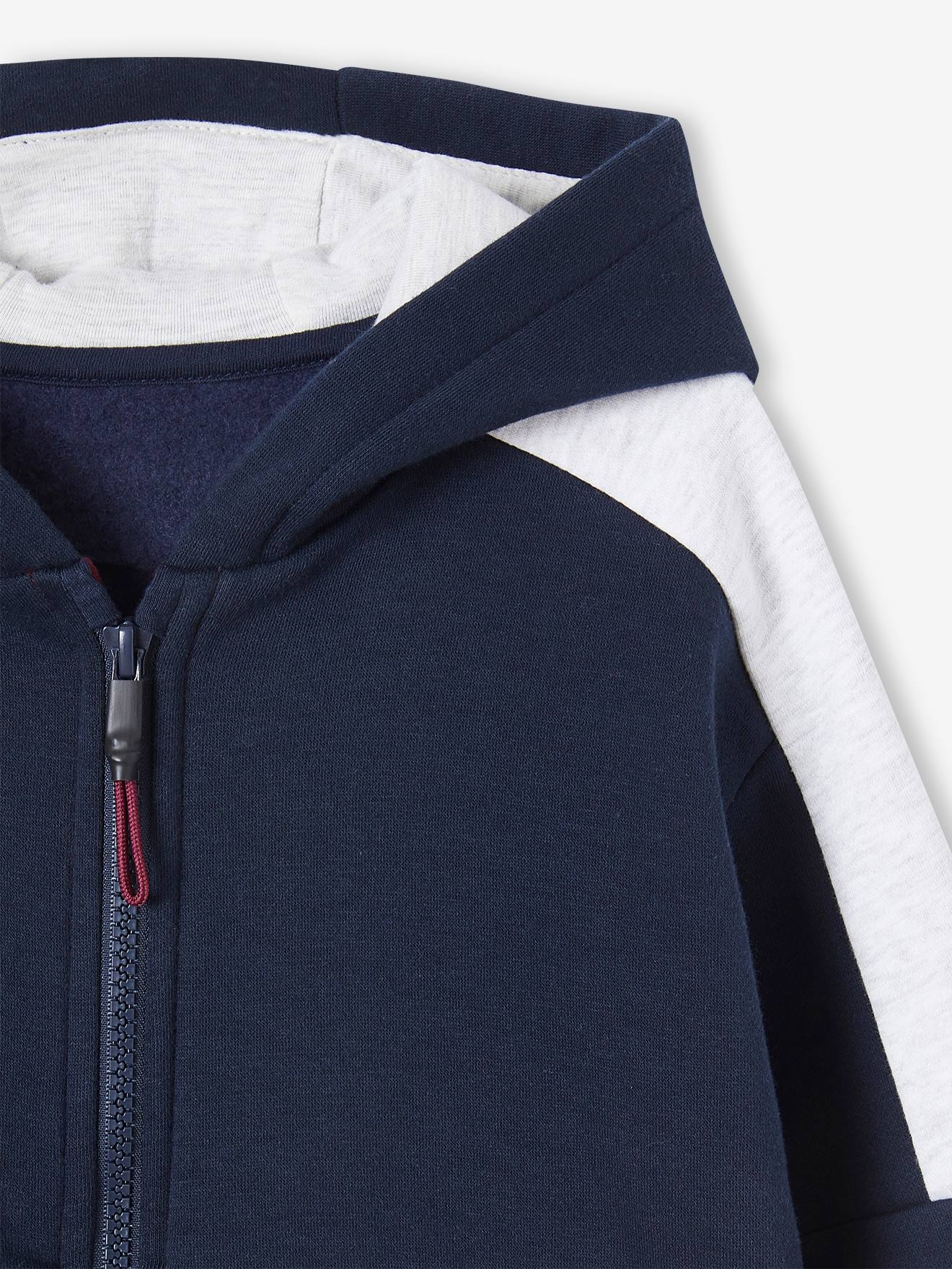 Moletom com capuz e zíper verde com efeito colorblock para meninos