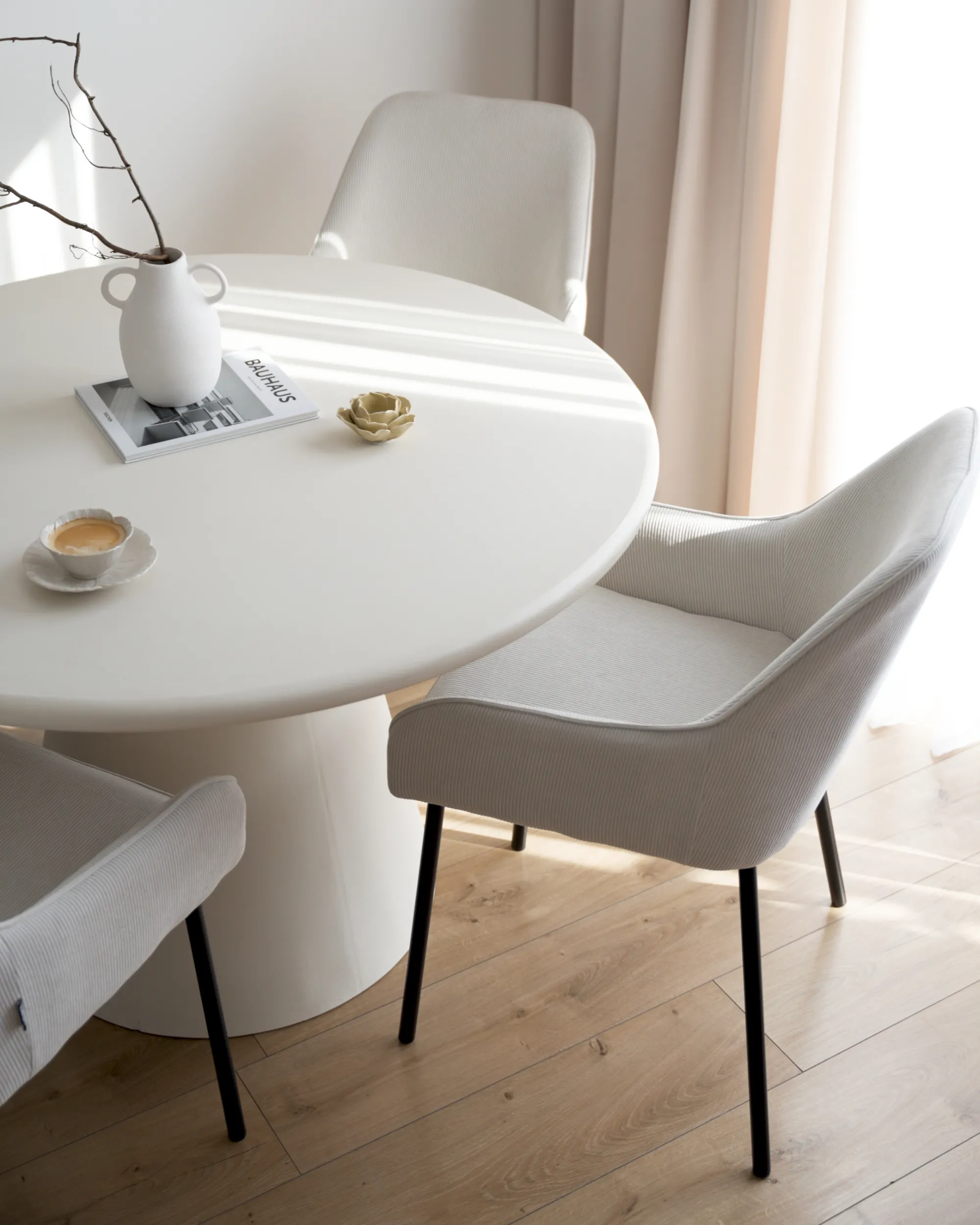 Set van 2 eetkamerstoelen LOVERNA Corduroy Gebroken wit