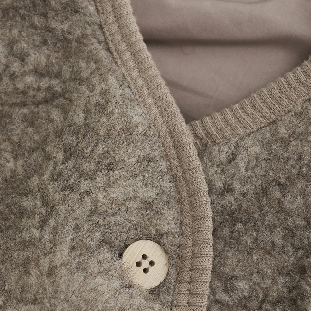 Køb Huttelihut Camel Melange Vest Uld Bamse W. Lining