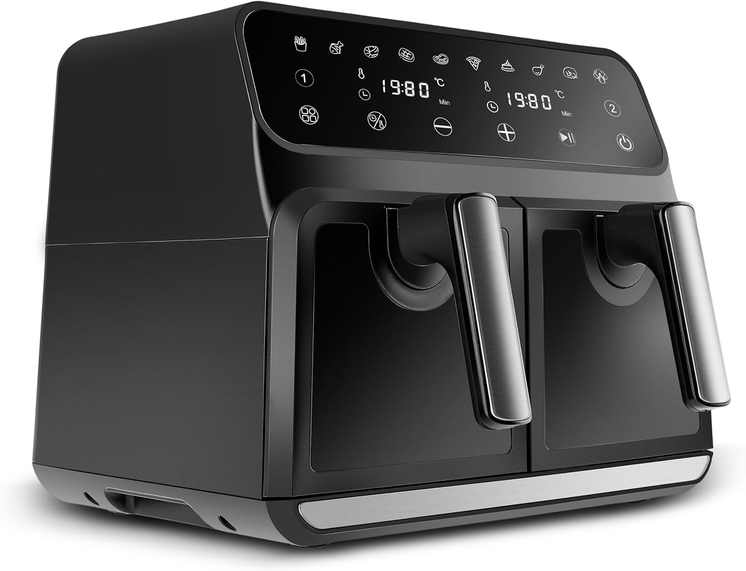 Karaca Multifry XXXL 4+4 Liter Digital Twin Twin Airfryer - Gesündere und Köstliche Zubereitung von Mahlzeiten für die Ganze Familie - 1700 W Leistung und 360-Grad-Luftzirkulationstechnologie