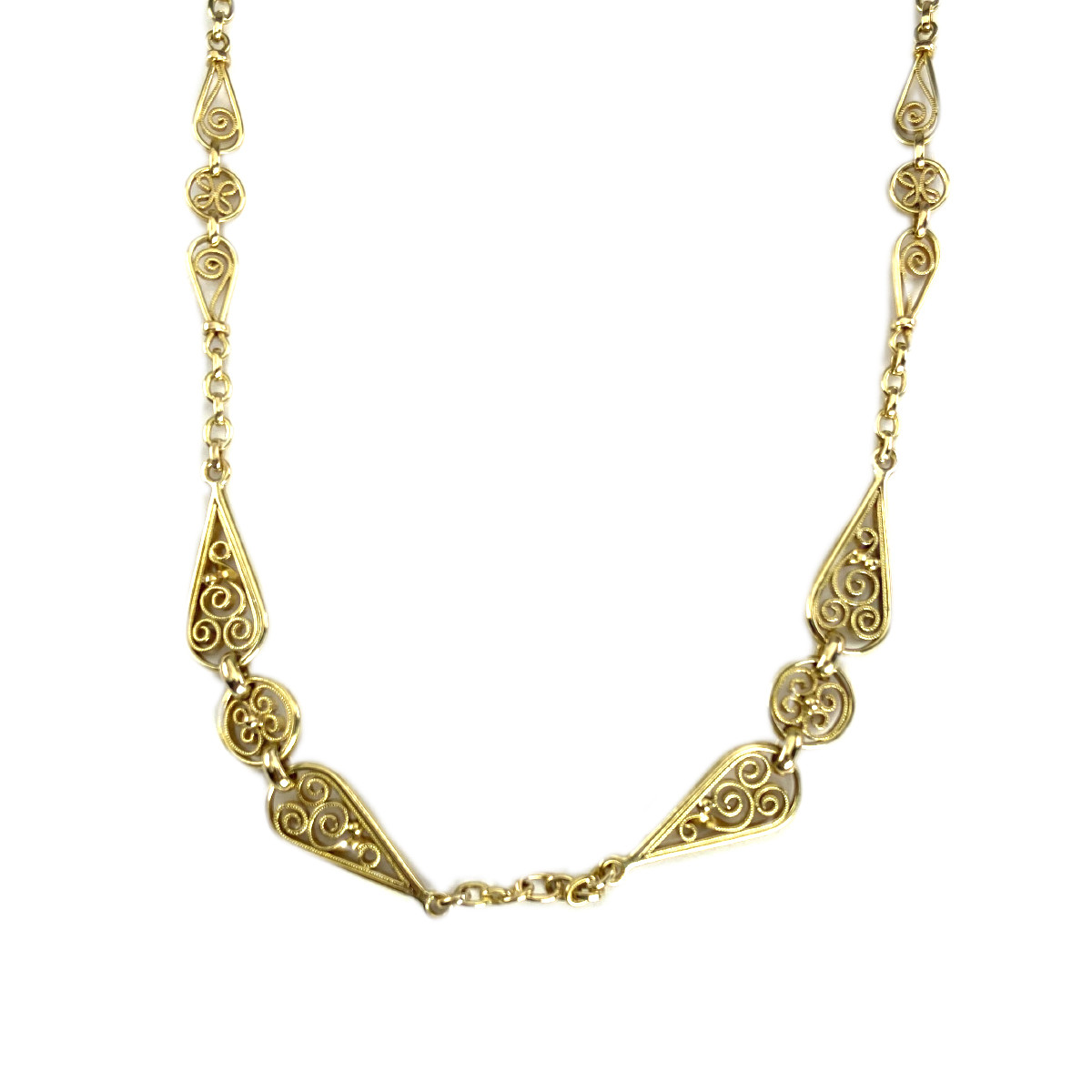 Collier d'occasion or 750 jaune maille filigranée 65 cm
