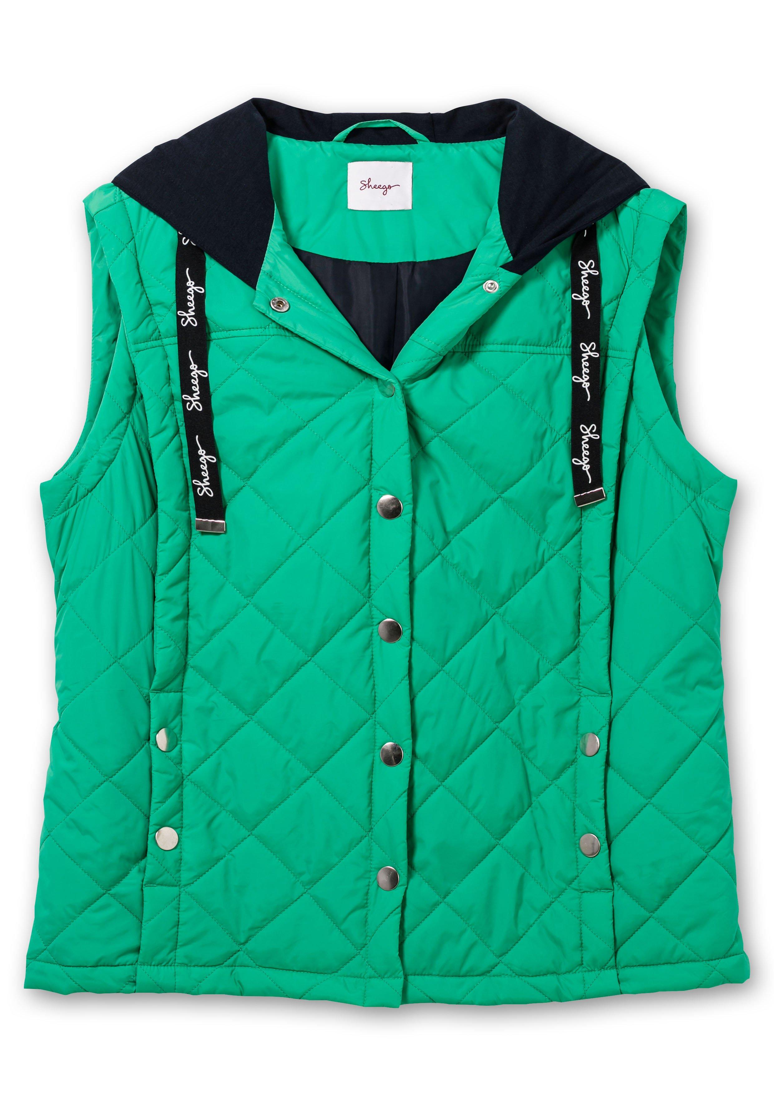 Taillierte Steppweste mit Sweat-Kapuze
