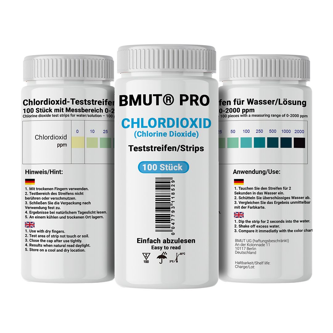 BMUT Chlordioxid Teststreifen (0-2000 ppm) Lösung (CDL/CDS)