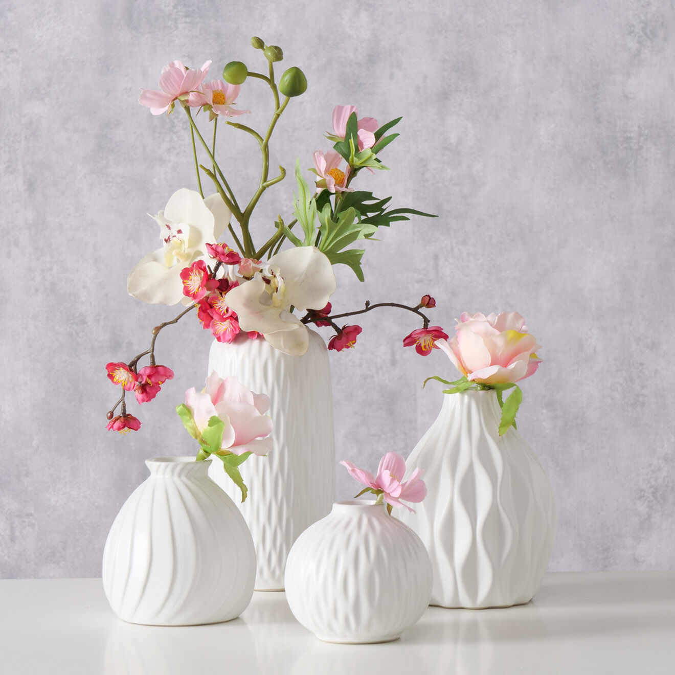 Boltze 4 Vases en Porcelaine Zalina blancs