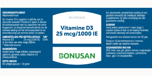 Bonusan Vitamine D3 25mcg/1000 IE Capsules 90CP