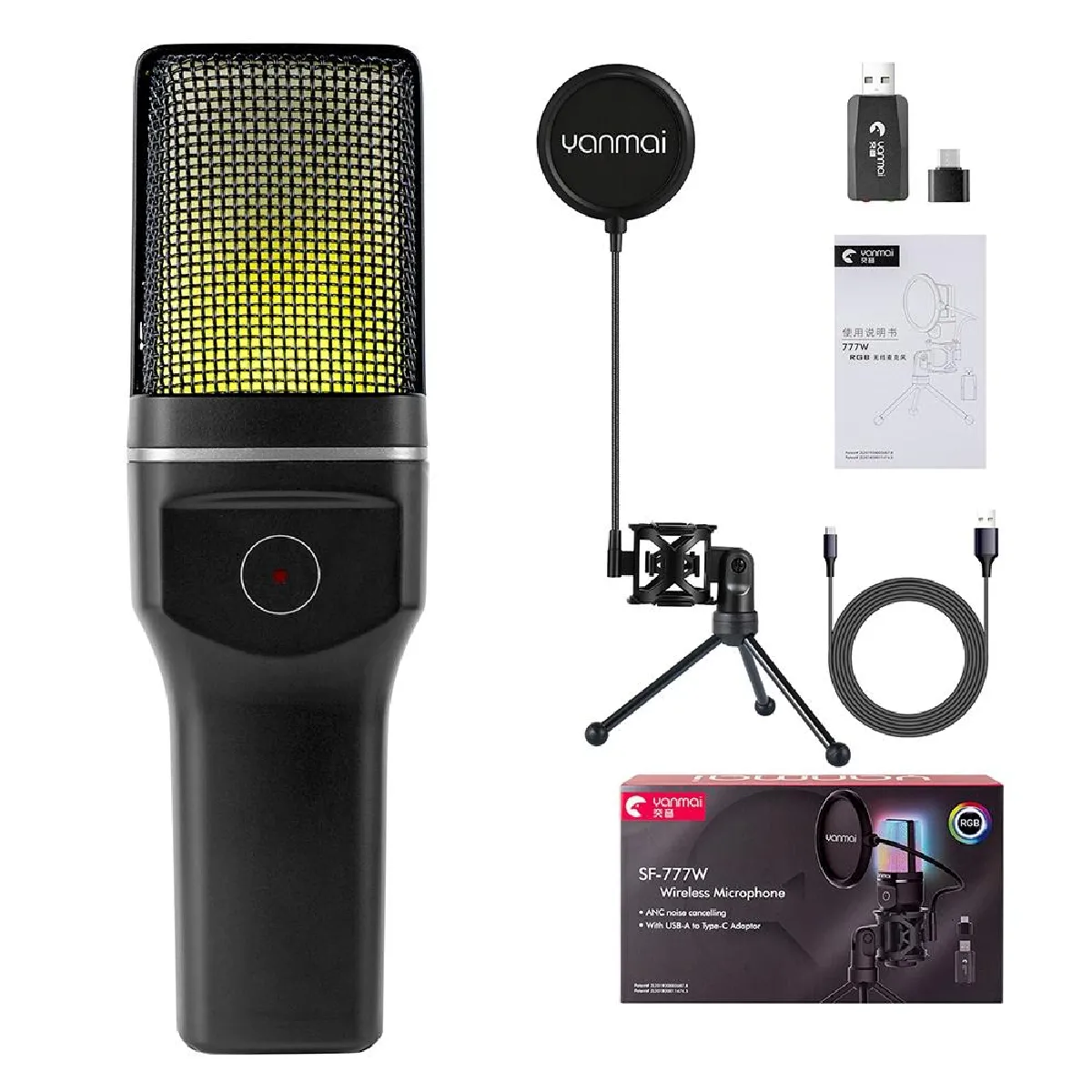 Yonis Microphone Sans Fil RGB