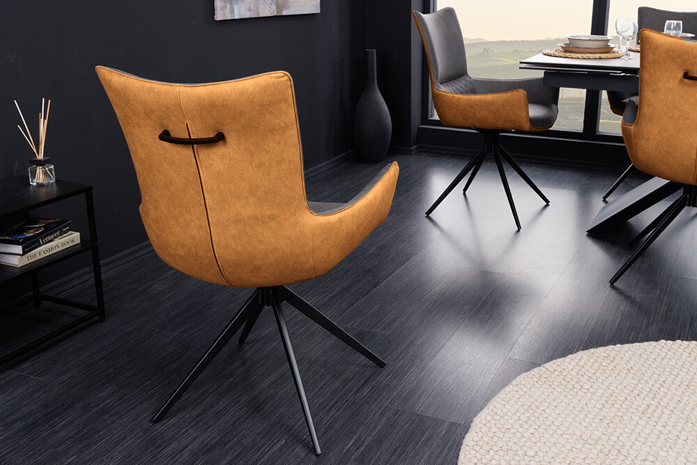 riess-ambiente Stuhl ALPINE - drehbar grau hellgrau Armlehnen schwarze Metallbeine Microfaser