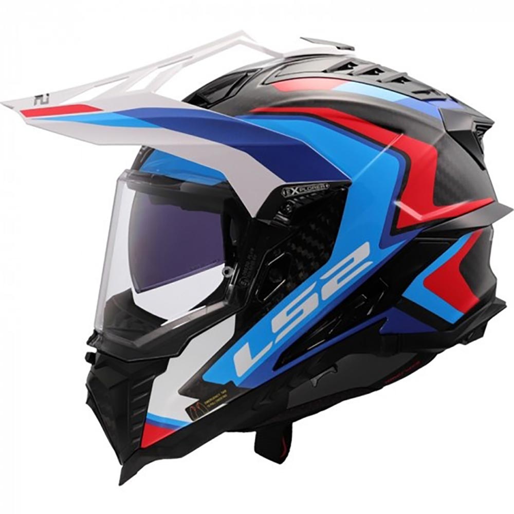 LS2 - Casque MX701 Explorer Carbon Frontier II Blanc / Bleu / Rouge / Noir / Brillant