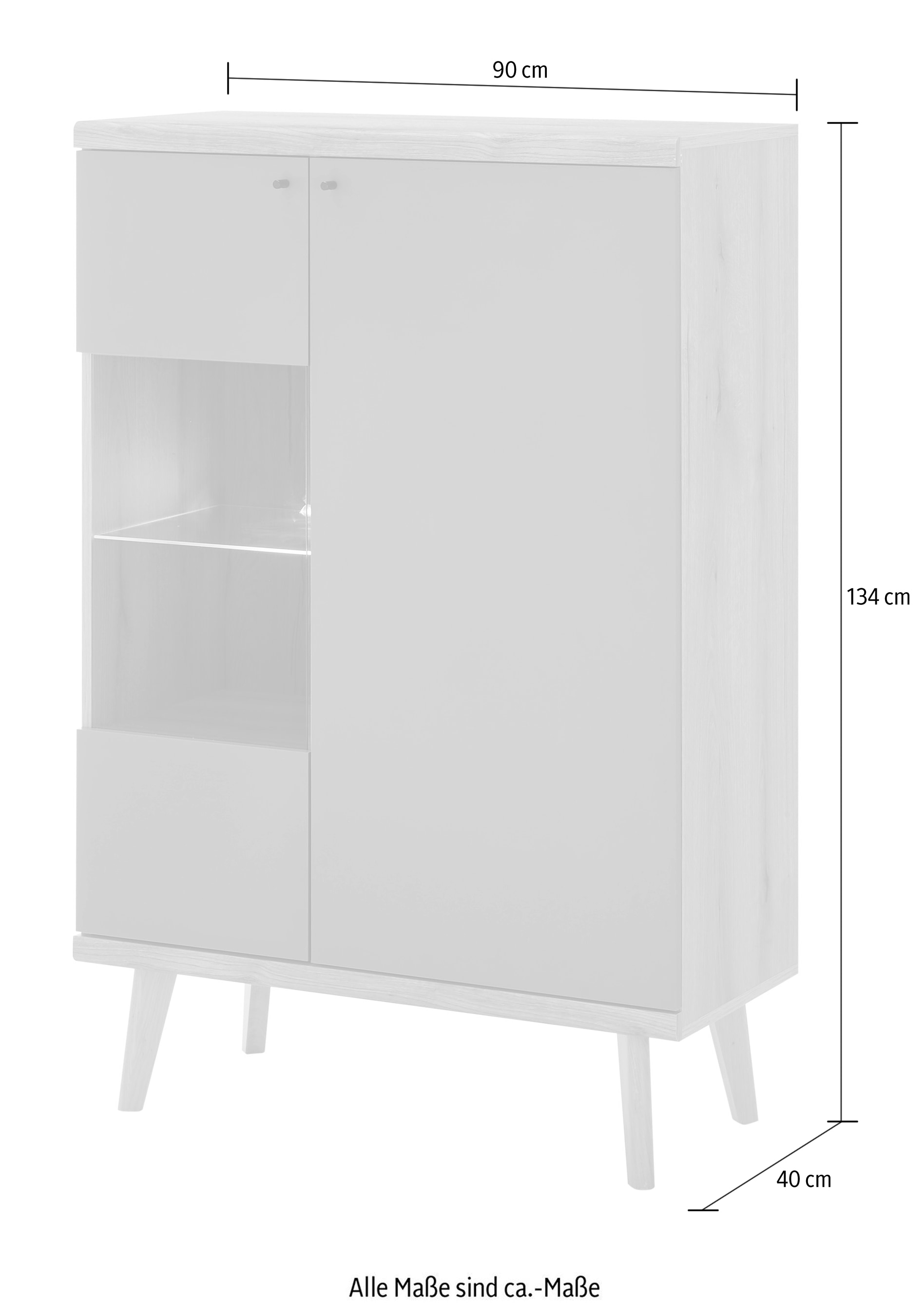 INOSIGN Vitrine »MAVAS« in moderner Trendfarbe, Giffe aus Metall (Schwarz), Höhe 134 cm