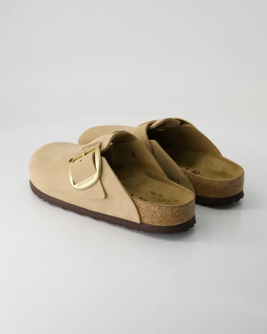 Birkenstock Boston Big Buckle Pantoletten in Beige