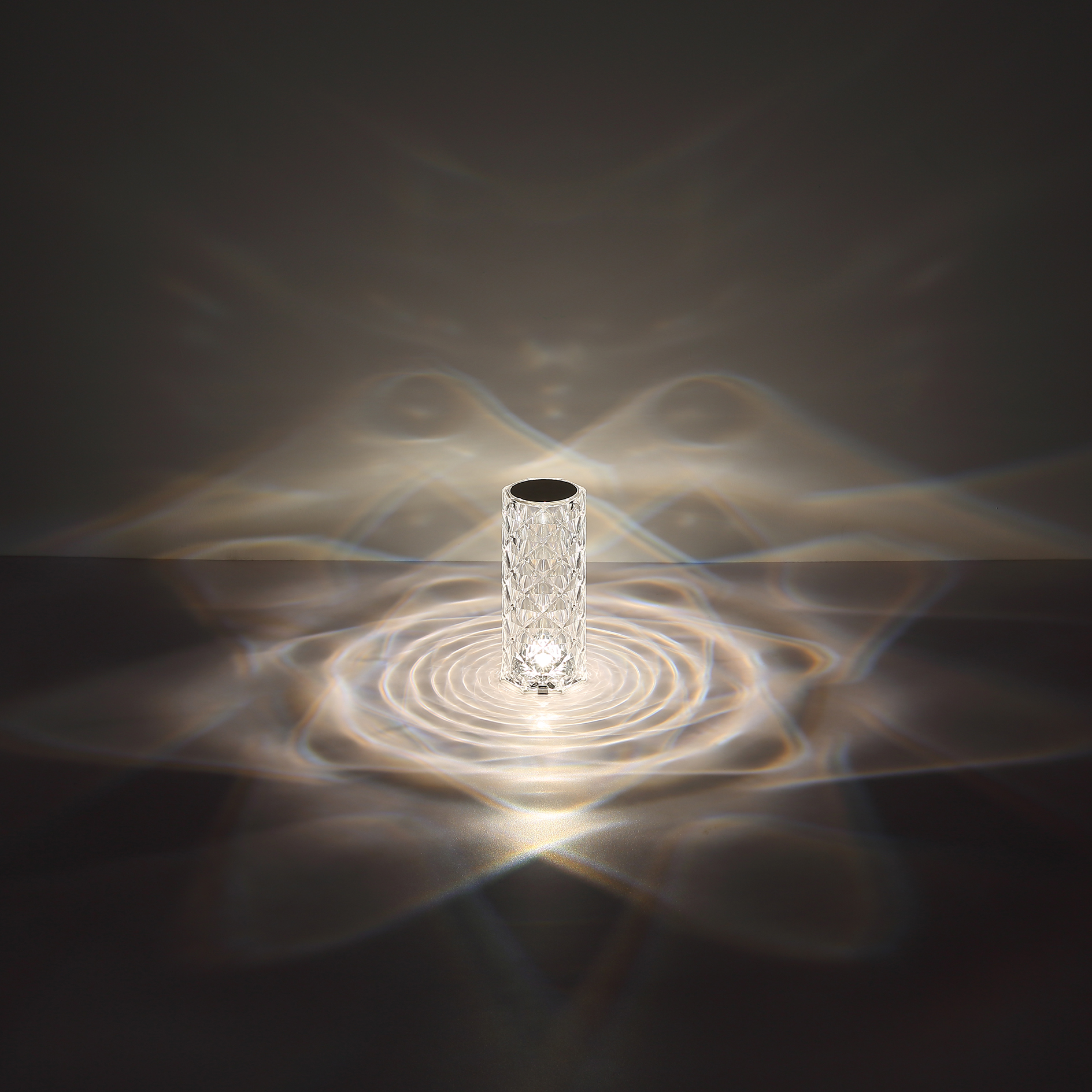 LED-Tischleuchte - klar - Kristalleffekt - Touch Dimmer