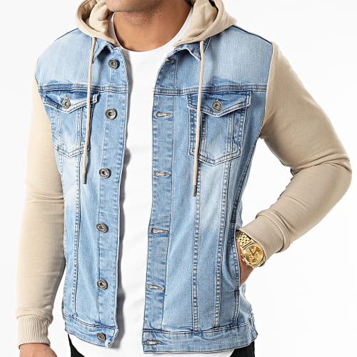Veste Jean A Capuche 2259 Bleu Denim Beige