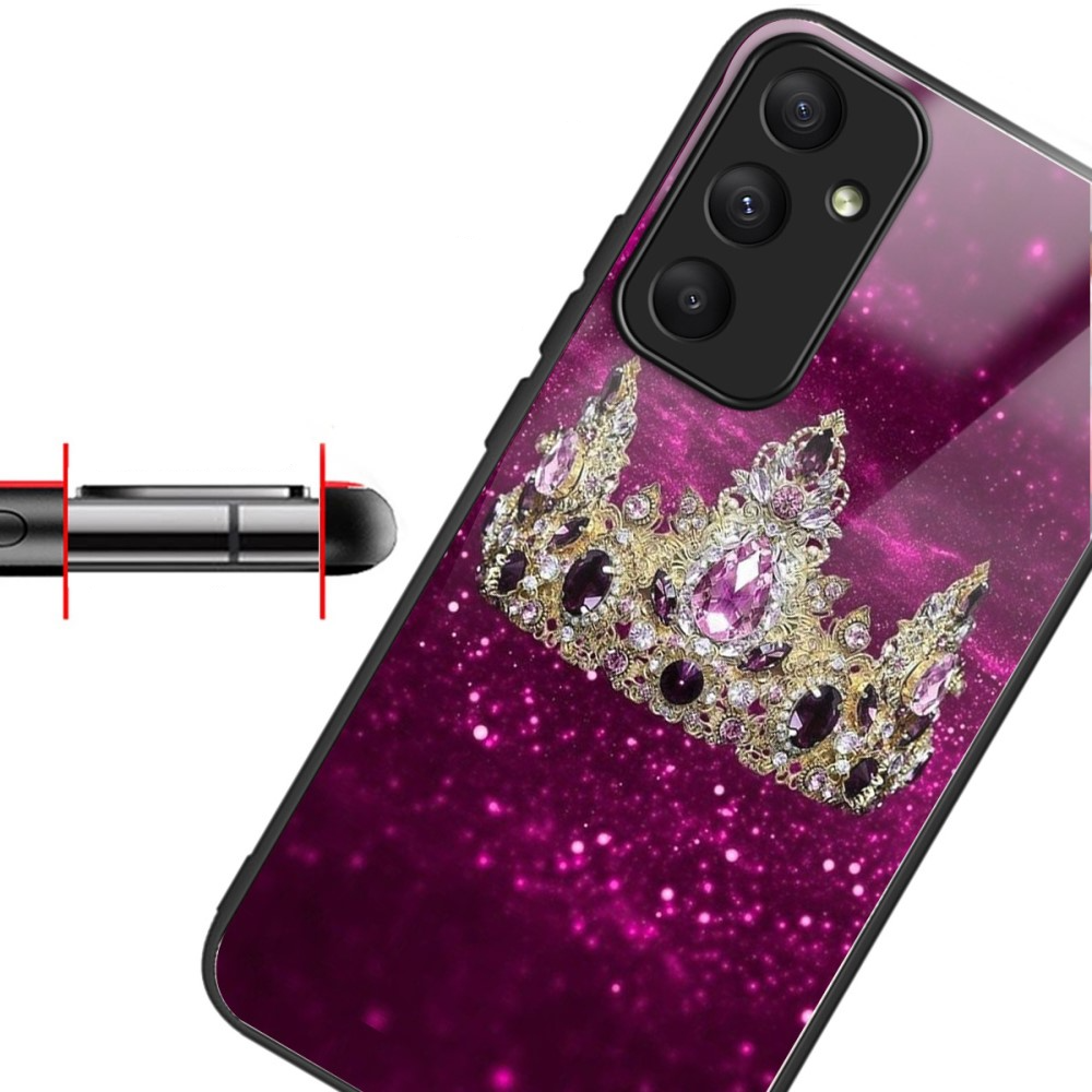 Samsung Galaxy A55 Hardcase Hybrid Schutzhülle Glas Rückseite Krone - Pink