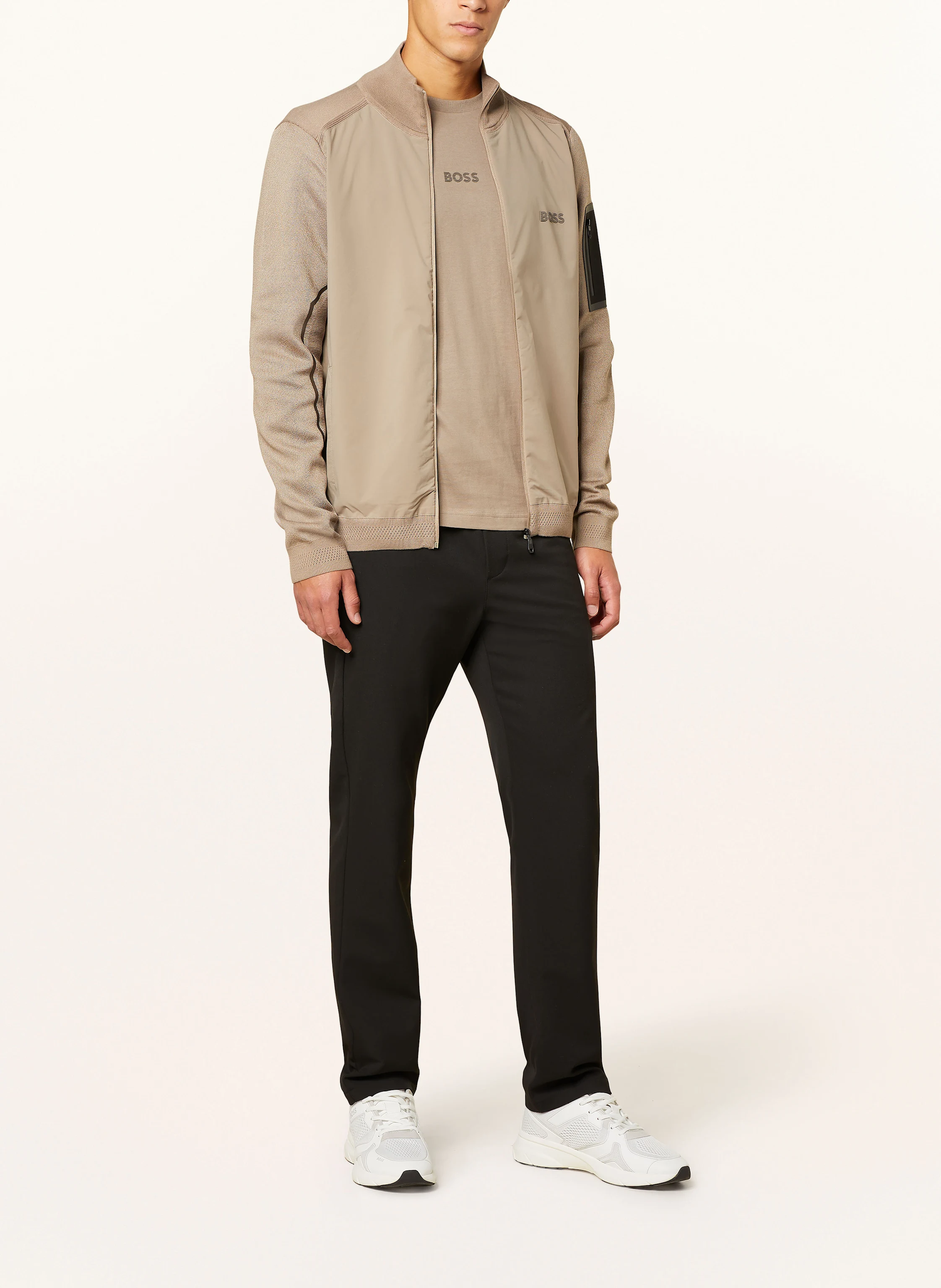 BOSS Strickjacke ZHINO im Materialmix
