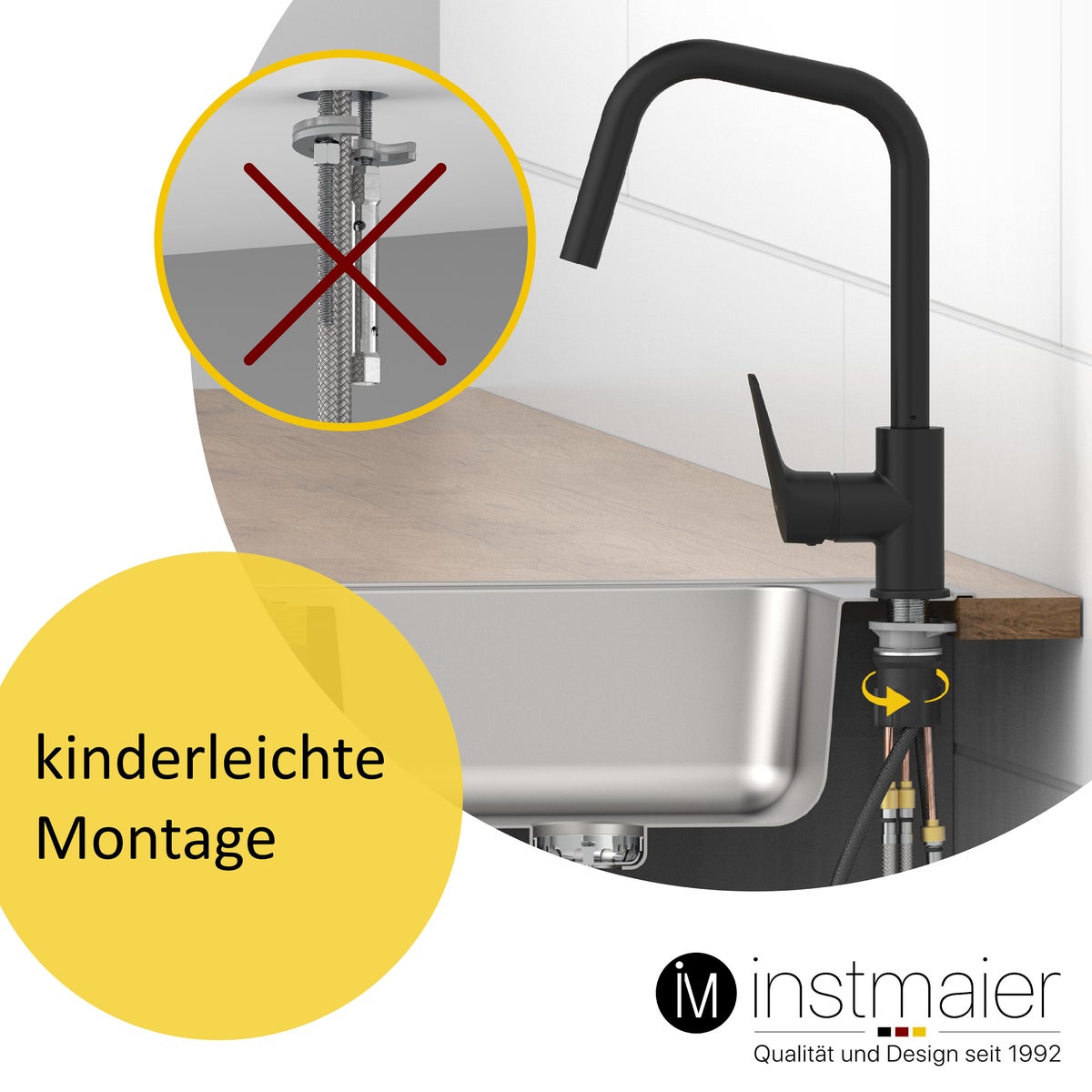 Instmaier keukenkraan K5, zwart, hoge druk