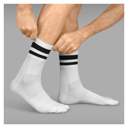 Chaussettes Gripgrab Original Stripes Crew Blanc