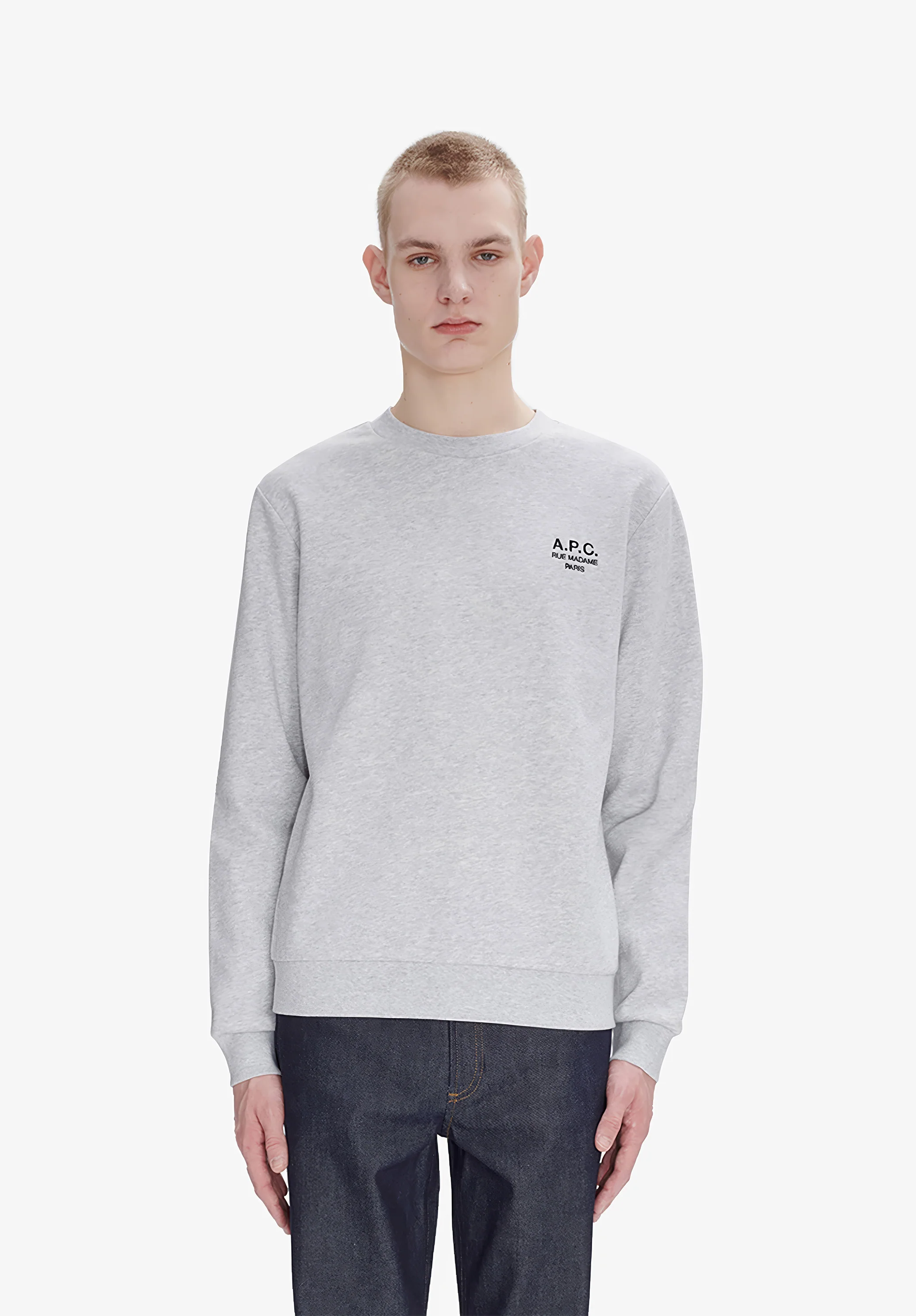 sweat standard rue madame - GOTS - Gris chine / noir