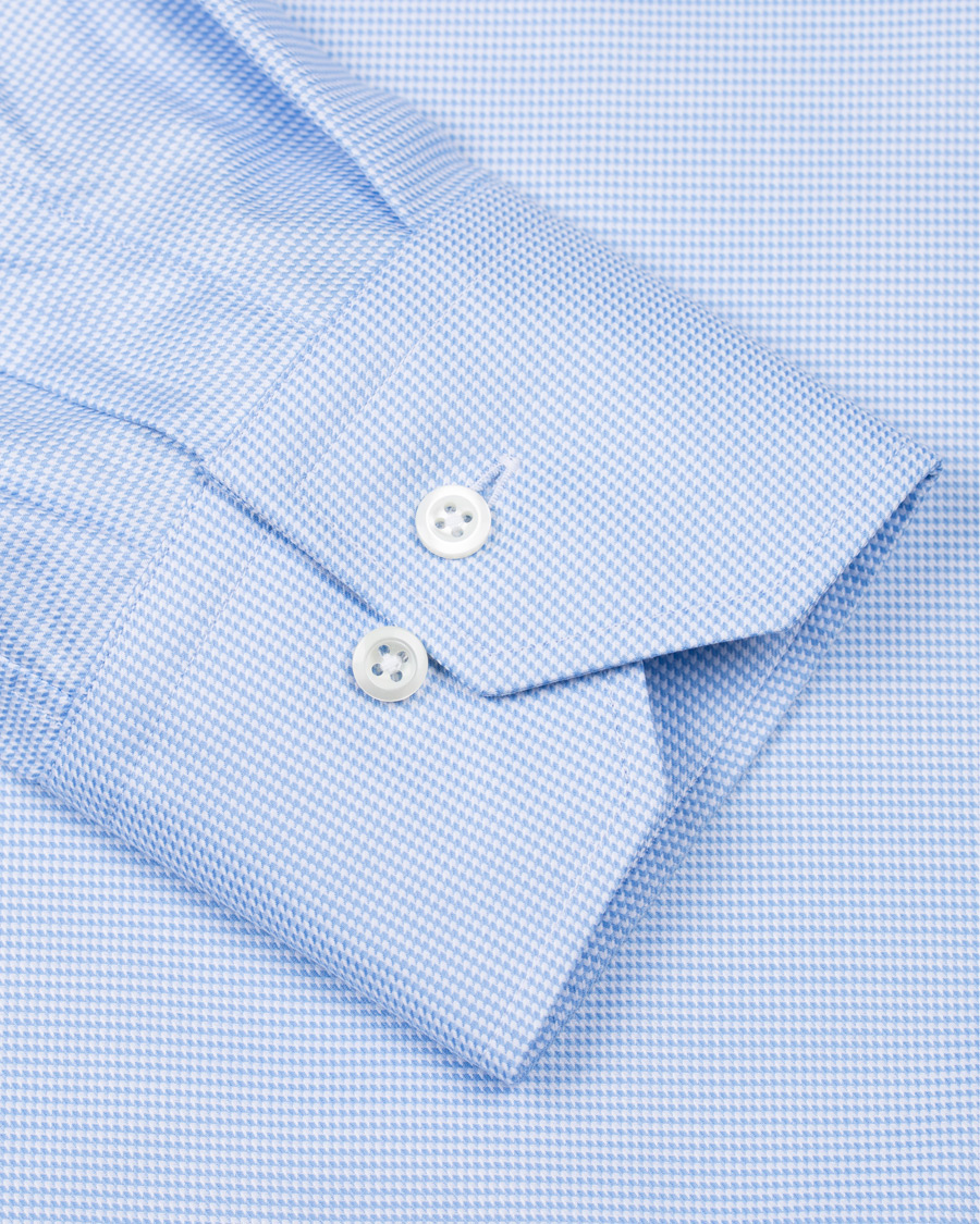 Stenströms Fitted Body Houndstooth Shirt Blue