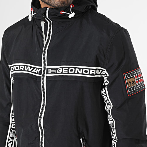 Veste Zippée Capuche A Bandes Noir