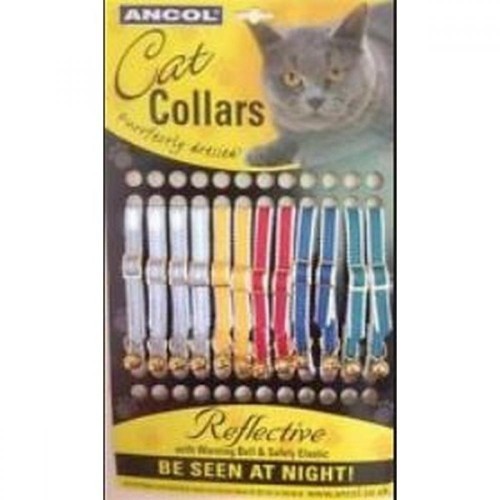 Pacote com 12 coleiras refletoras para gatos, cores sortidas.