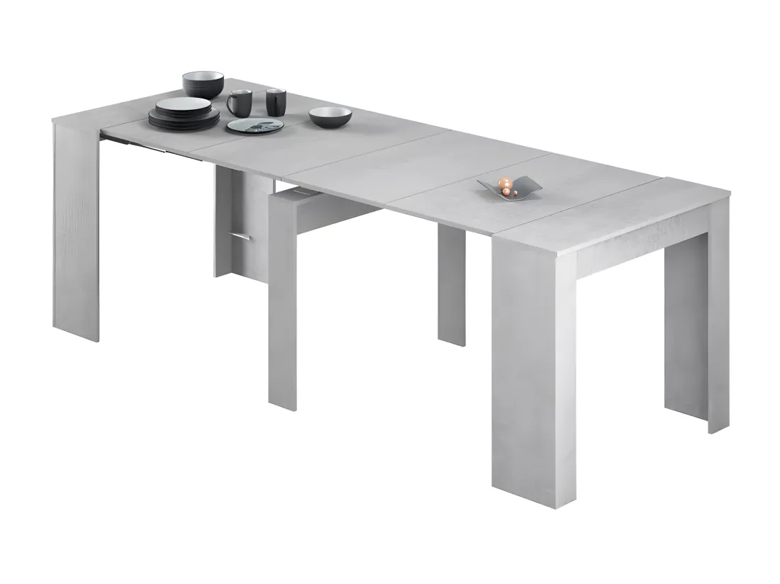 Table extensible 51/237 cm Gris Béton - ARSENE - L 51/237 x l 90 x H 78 cm