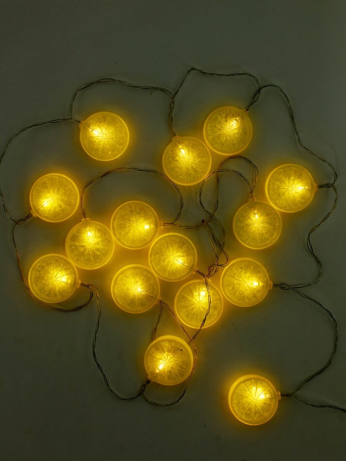 Cordão de luzes LED em formato de limão, com 15 unidades - Amarelo