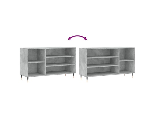VIDAXL - Armoire à chaussures gris béton 102x36x60 cm bois d'ingénier...