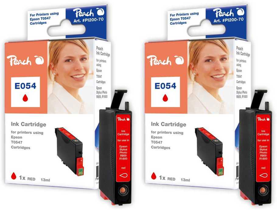 Peach E547 R 2 Druckerpatronen 2*rd ersetzt Epson T0547R*2, C13T05474010 für z.B. Epson Stylus Photo R 1800, Epson Stylus Photo R 800