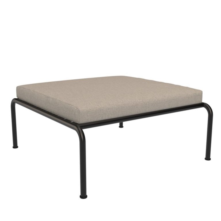 Houe Avon Ottoman voetenbank frame zwart stof ash
