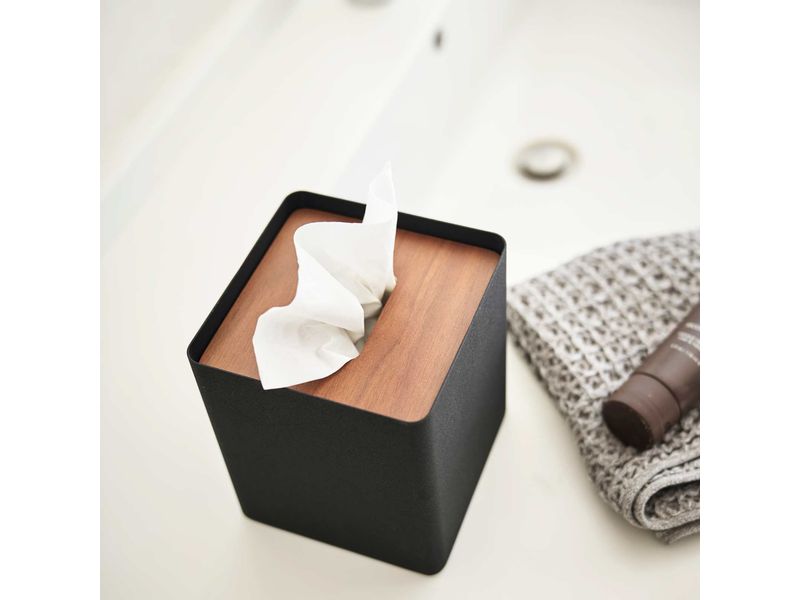 Yamazaki Kosmetiktuchbox Rin Schwarz Quadratische Taschentuchbox