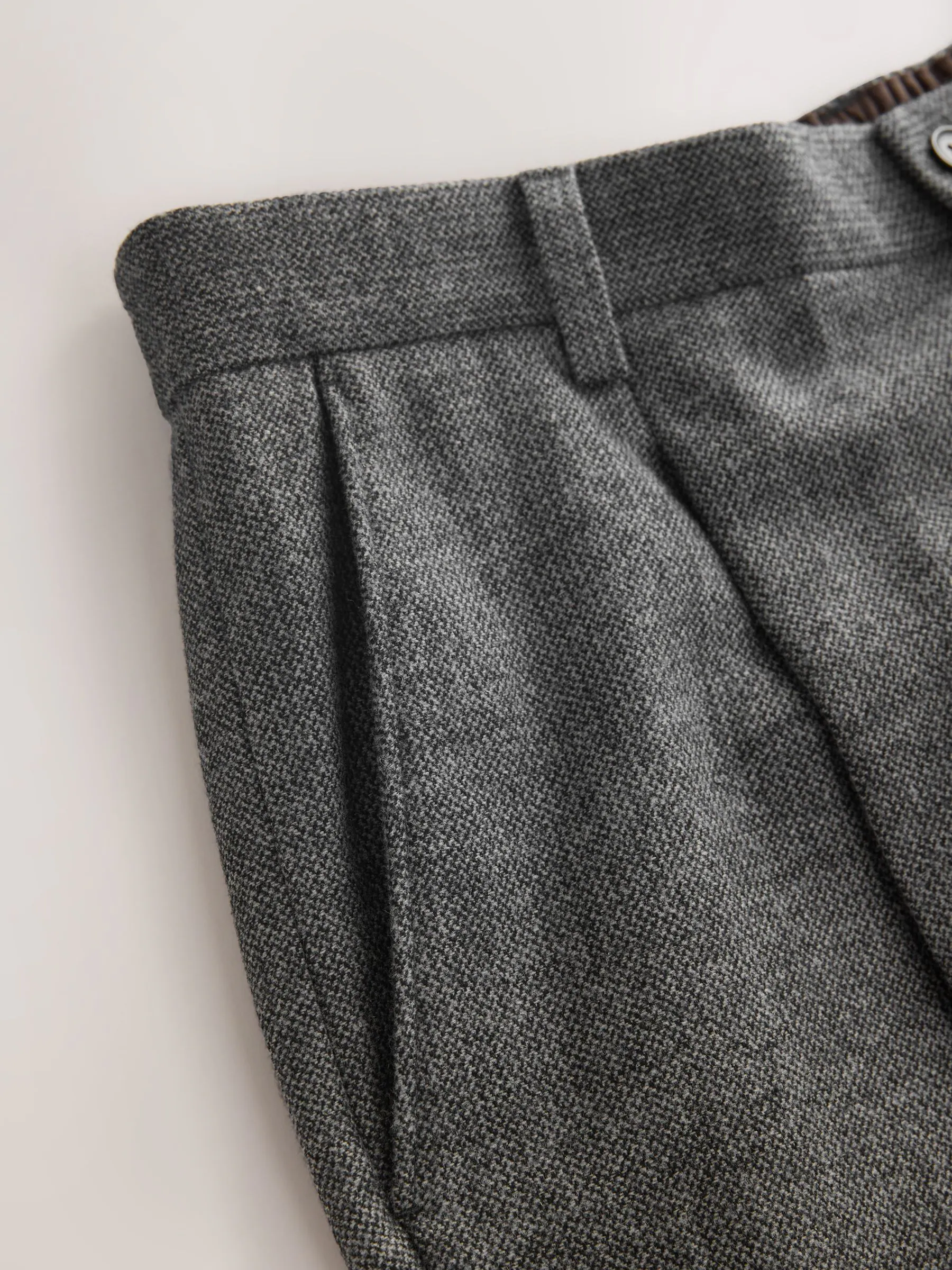 Grijs - Regular Fit Smart Elasticated Back Textured Trousers With Wool