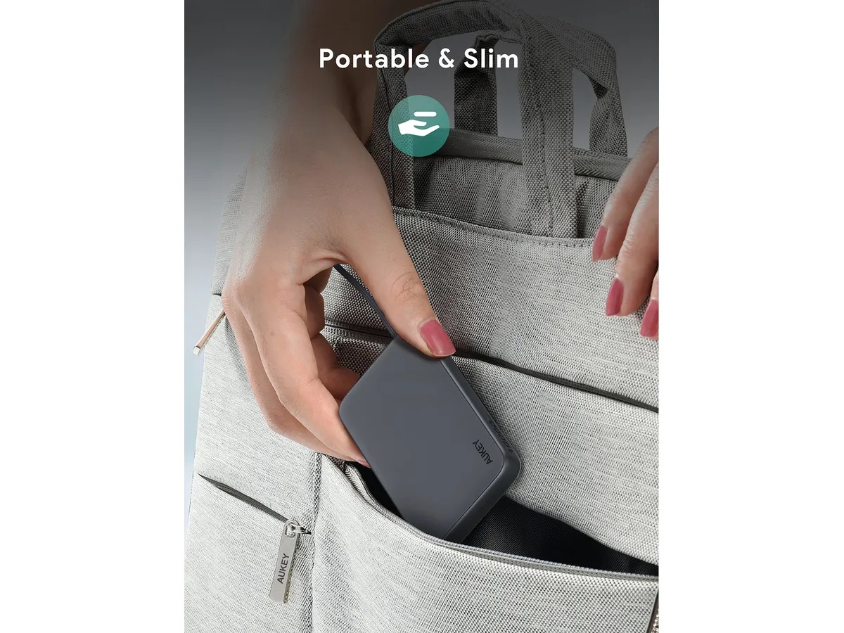 (15W) Spark Sling 10000mAh Powerbank USB C / USB A Ladegerät inkl. USB C Ladekabel Power Delivery (PB-Y53) - Grau
