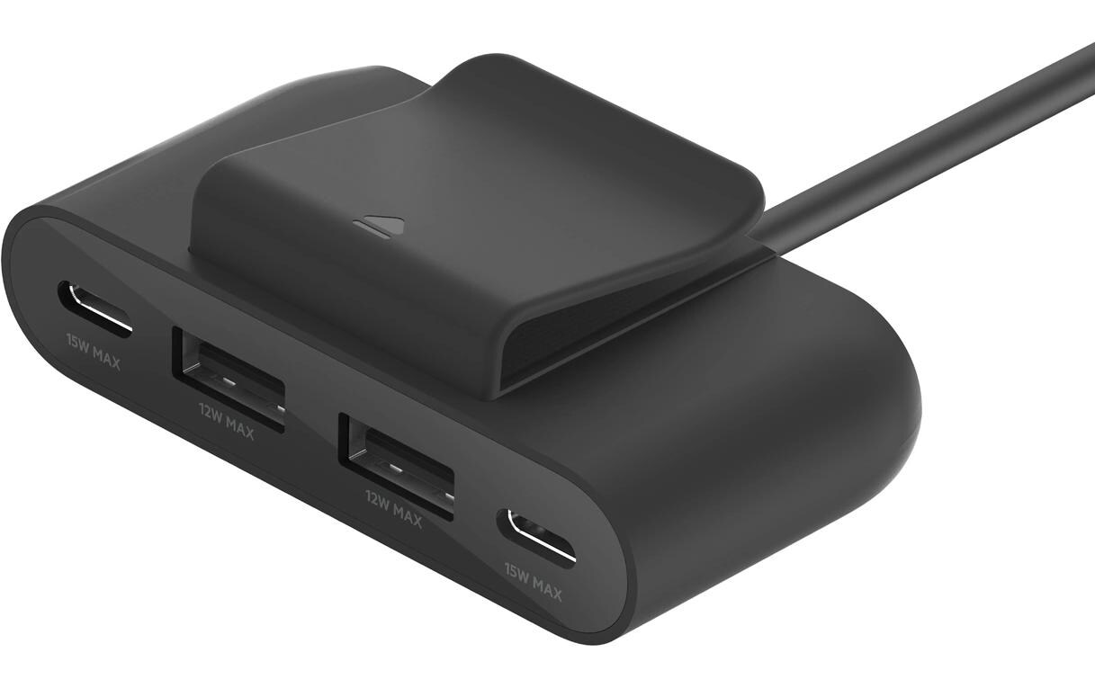 USB-Hub 4-Port USB Charge SchwarzSchnellladefähiger Hub mit zwei USB-C und zwei USB-A-Ports