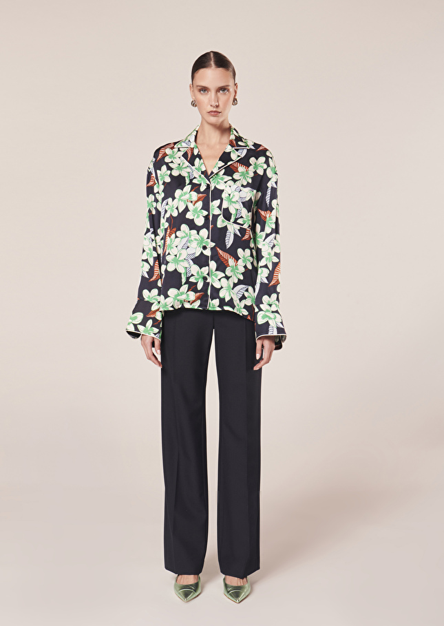 Chemise Calvibleu nuit à motif fleurs