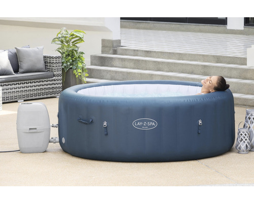 Bestway® LAY-Z-SPA® WiFi Milan AirJet Plus™ opblaasbare hottub met 140 luchtjets, geïntegreerd verwarmingssysteem, multifunctionele pomp en app-bediening, blauw