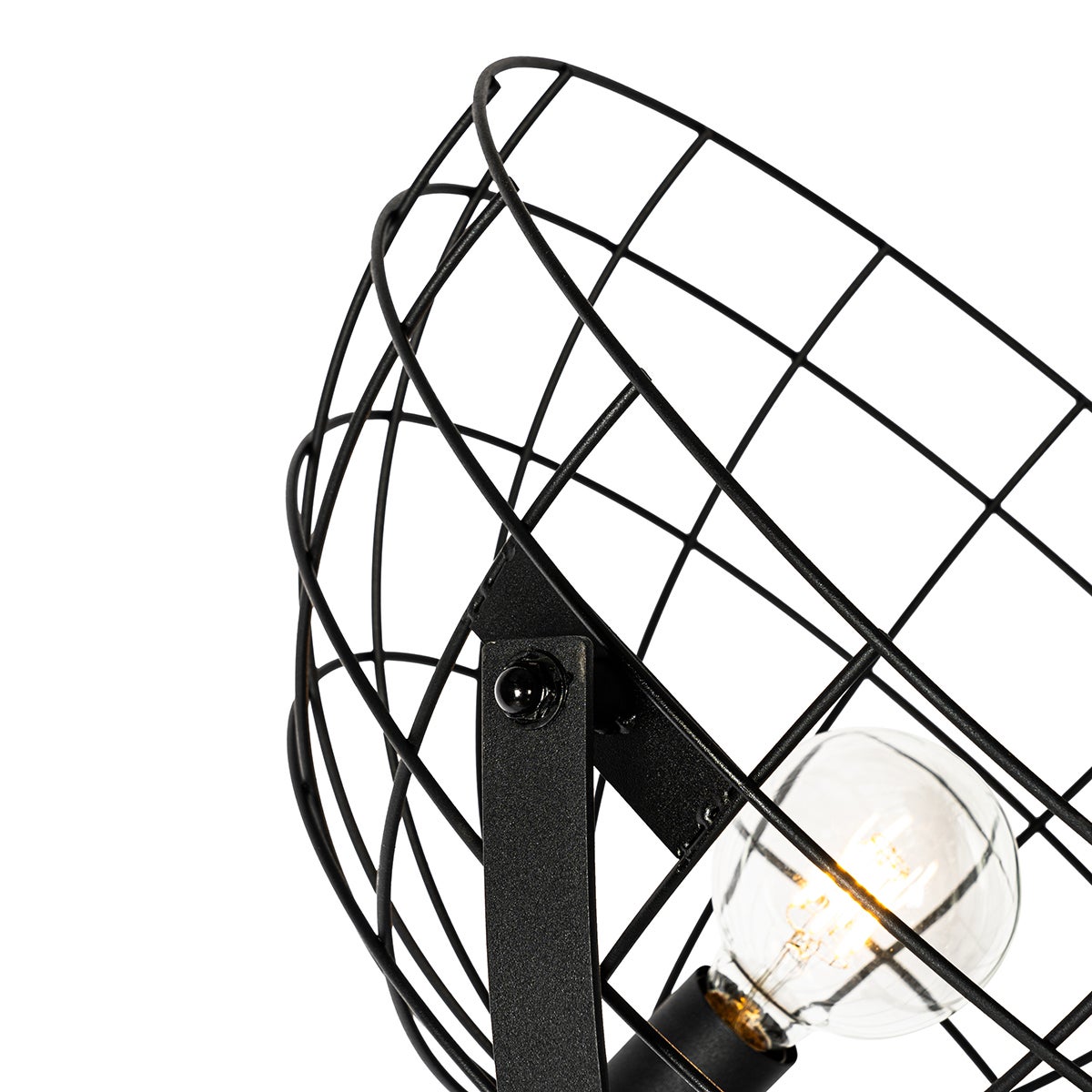 QAZQA - Industrieel I Vintage I Vloerlamp I Staande lamp I Lamp I Licht Zwart 50 cm Verstelbaar - Hanze I Woonkamer I Slaapkamer - Staal Rond - LED Geschikt E