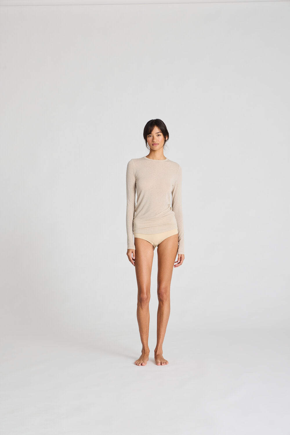 Gai+Lisva  Thyra langærmet uld t-shirt - Smoke Grey